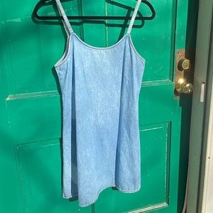 Vintage denim mini dress with spaghetti straps